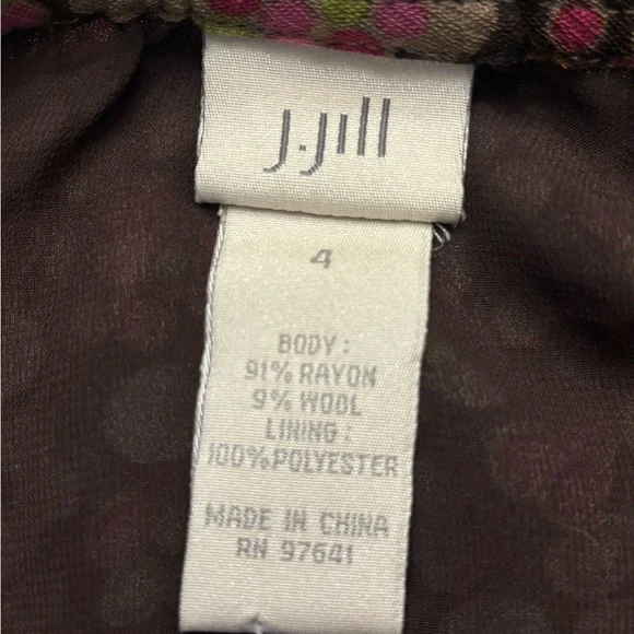 J. Jill Brown Floral A-Line Skirt with Pink & Tan Dots - Picture 3 of 9